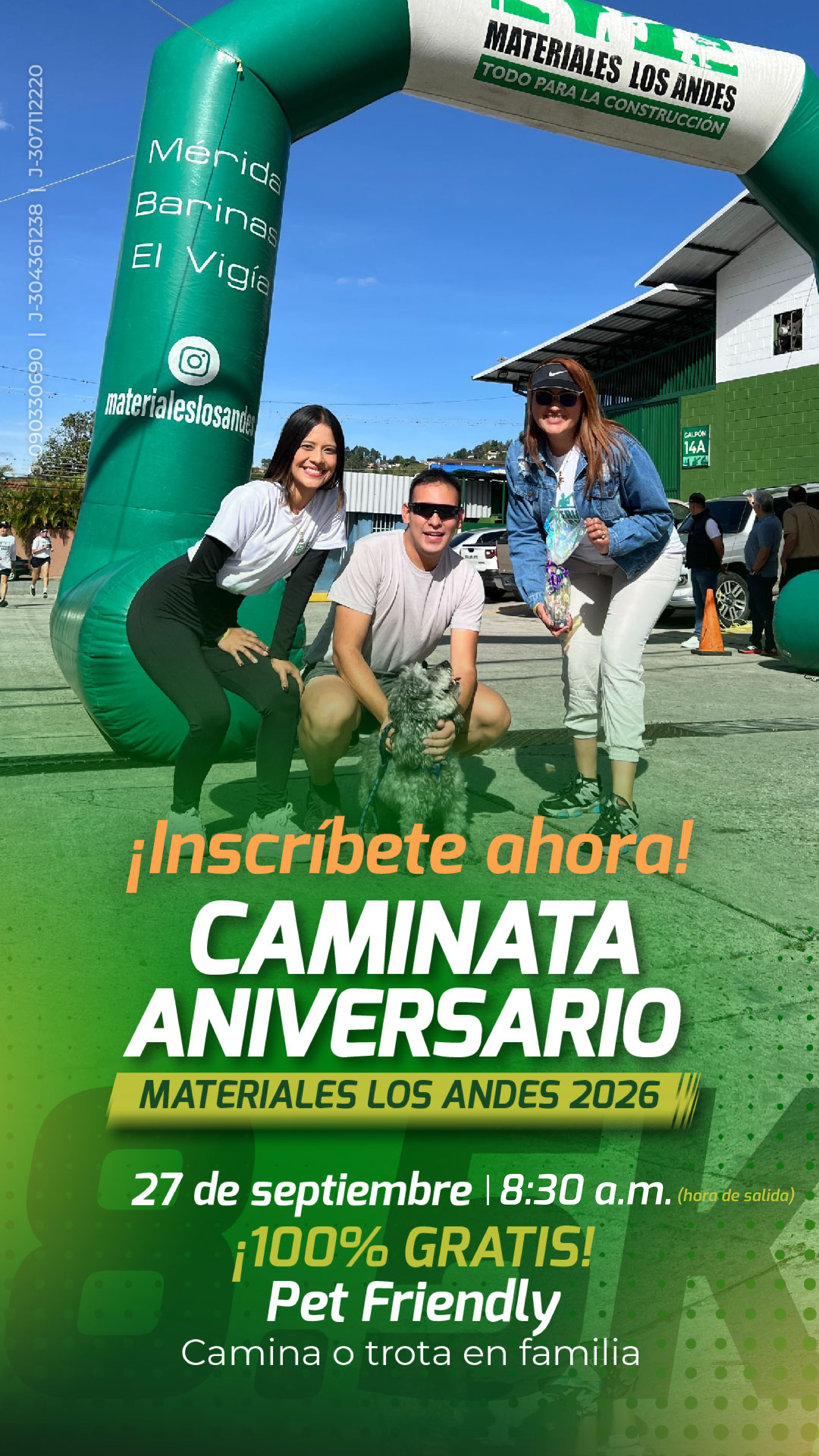 Caminata Aniversario Materiales Los Andes 2026 — 27 de septiembre, 7:00 a.m., 100% gratis, pet friendly